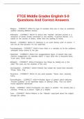 FTCE Middle Grades English 5-9 Questions And Correct Answers