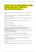 HEENT HEALTH ASSESSMENT EXAM QUESTIONS WITH COMPLETE SOLUTIONS GRADED A&plus; 