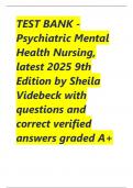 TEST BANK - Psychiatric Mental Health Nursing&comma; latest 2025 9th Edition by Sheila Videbeck with questions and correct verified answers graded A&plus; GUARANTEED 100&percnt;PASS