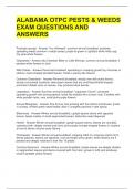 ALABAMA OTPC PESTS & WEEDS EXAM QUESTIONS AND ANSWERS 