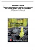 Solution manual for  Fundamentals of investments valuation and management  10th edition by Bradford Jordan and Thomas Miller   All Chapters 1-21 Covered 