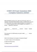 CHEM 150 Exam Questions With Complete Solutions &lpar;2025&rpar;&excl;&excl;