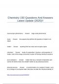 Chemistry 150 Questions And Answers Latest Update &lpar;2025&rpar;&excl;&excl;