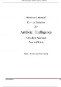 Instructor&rsquo;s Manual & Exercise Solutions for Artificial Intelligence&colon; A Modern Approach 4th Edition by Stuart J&period; Russell & Peter Norvig &vert; Complete Solutions Manual &lpar;2025&ndash;2026&rpar;