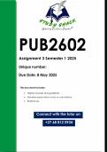 PUB2602 Assignment 3 PORTFOLIO &lpar;QUALITY ANSWERS&rpar; Semester 1 2025