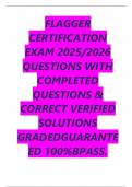 FLAGGER CERTIFICATION EXAM 2025&sol;2026 QUESTIONS WITH COMPLETED QUESTIONS &  CORRECT VERIFIED SOLUTIONS GRADEDGUARANTEED 100&percnt;BPASS