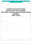 NR509-ADVANCED HEALTH ASSESSMENT- Comprehensive Health History Assignment Results &lpar;CHAMBERLAIN COLLEGE OF NURSING&rpar;