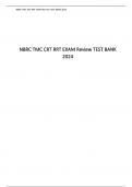 NBRC TMC CRT RRT EXAM Review TEST BANK 2024&excl; 100&percnt; CORRECT ANSWERS