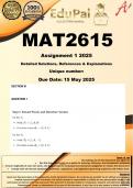 MAT2615 Assignment 1 &lpar;COMPLETE ANSWERS&rpar; 2025  - DUE 15 May 2025