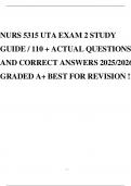 NURS 5315 UTA EXAM 2 STUDY GUIDE &sol; 110 &plus; ACTUAL QUESTIONS AND CORRECT ANSWERS 2025&sol;2026 GRADED A&plus; BEST FOR REVISION &excl;&excl;