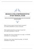 BRANCH II FIELD REPRESENTATIVE STUDY MANUAL EXAM WITH GUARANTEED ACCURATE ANSWERS