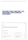 TACO BELL SHIFT LEAD TEST &vert; 157 QUESTIONS &vert; WITH COMPLETE SOLUTIONS&excl;&excl; 