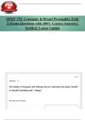 SPMT 370&colon; Consumer & Brand Personality &lpar;Unit 2&rpar; Exam Questions with 100&percnt; Correct Answers &vert; Verified &vert; Latest Update