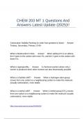 CHEM 203 MT 1 Questions And Answers Latest Update &lpar;2025&rpar;&excl;&excl;