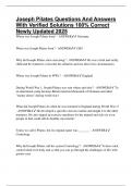 Joseph Pilates Questions And Answers With Verified Solutions 100&percnt; Correct Newly Updated 2025