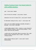 Medical Assistant State Test Study Guide Q&rsquo;s with verified solutions