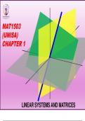 MAT1503 UNISA CHAPTER 1 &lpar; Linear Systems and Matrices Summarised Notes &rpar; Study Guide