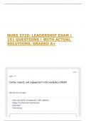 NURS 3720&colon; LEADERSHIP EXAM &vert; 151 QUESTIONS &vert; WITH ACTUAL SOLUTIONS&comma; GRADED A&plus;