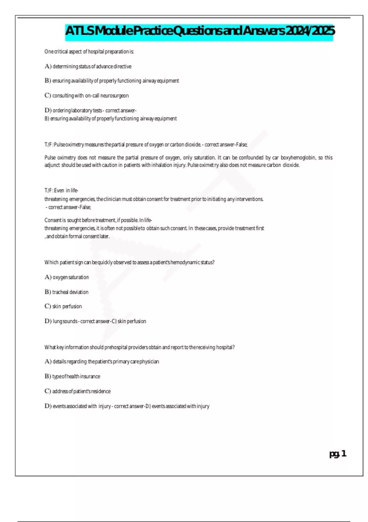 ATLS Module Practice Exam Questions and Answers 2024/2025 - ATLS Module ...