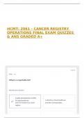 HCMT&colon; 2061 - CANCER REGISTRY OPERATIONS FINAL EXAM QUIZZES & ANS GRADED A&plus;