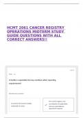 HCMT 2061 CANCER REGISTRY OPERATIONS MIDTERM STUDY GUIDE QUESTIONS WITH ALL CORRECT ANSWERS&excl;&excl;