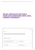 RETAIL SPECIALIST SECTION 9 EXAM 2025 QUESTIONS WITH 100&percnt; CORRECT ANSWERS&excl;&excl; 