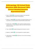 Anthropology 102 Actual Exam  Questions With Reviewed 100&percnt;  Correct Detailed Answers  Guaranteed Pass&excl;&excl; 