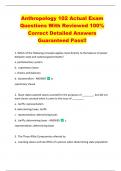 Anthropology 102 Actual Exam  Questions With Reviewed 100&percnt;  Correct Detailed Answers  Guaranteed Pass&excl;&excl;