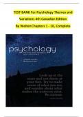 TEST BANK for Psychology Themes and Variations 4th Canadian Edition by Weiten All Chapters 1-16&comma; Complete 2024
