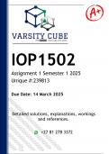 IOP1502 Assignment 1 &lpar;DETAILED ANSWERS&rpar; Semester 1 2025 - DISTINCTION GUARANTEED 