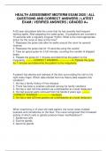 HEALTH ASSESSMENT MIDTERM EXAM 2025 &vert; ALL QUESTIONS AND CORRECT ANSWERS &vert; LATEST EXAM &vert; VERIFIED ANSWERS &vert; GRADED A&plus;