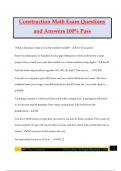 Construction Math Exam Questions and Answers 100&percnt; Pass