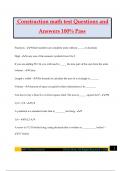 Construction math test Questions and Answers 100&percnt; Pass