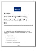 ACG 5065 Financial & Managerial Accounting Midterms Exam Review 2025 &lpar;Qns & Ans&rpar;