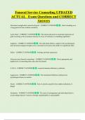 Funeral Service Counseling UPDATED ACTUAL Exam Questions and CORRECT  Answers