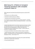 Med Surg Ch&period; 4 Patient & Caregiver Teaching questions with complete solutions rated A&plus;