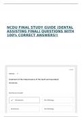 NCDU FINAL STUDY GUIDE &lpar;DENTAL ASSISTING FINAL&rpar; QUESTIONS WITH 100&percnt; CORRECT ANSWERS&excl;&excl;