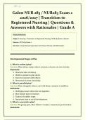 Galen NUR 283 &sol; NUR283 Exam 2 &vert; 2026&sol;2027 &vert; Transition to Registered Nursing &vert; Questions & Answers with Rationales &vert; Grade A &vert; Verified Solutions