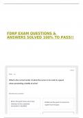 FDRP EXAM QUESTIONS & ANSWERS SOLVED 100&percnt; TO PASS&excl;&excl; 