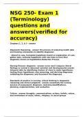 NSG 250- Exam 1 &lpar;Terminology&rpar; questions and answers&lpar;verified for accuracy&rpar;