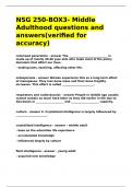 NSG 250-BOX3- Middle Adulthood questions and answers&lpar;verified for accuracy&rpar;&period;