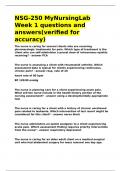 NSG-250 MyNursingLab Week 1 questions and answers&lpar;verified for accuracy&rpar;&period;