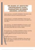 MN BOARD OF DENTISTRY JURISPRUDENCE EXAM &vert;GUARANTEED ACCURATE ANSWERS &lpar;UPDATED&rpar;