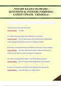 COLORADO NOTARY PUBLIC EXAM 2024&sol;2025 WITH QUESTIONS AND ANSWERS 