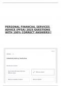 PERSONAL FINANCIAL SERVICES ADVICE &lpar;PFSA&rpar; 2025 QUESTIONS WITH 100&percnt; CORRECT ANSWERS&excl;&excl;