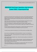 AMH2010 Final Exam Questions And Answers &vert;Latest 2025 &vert; Guaranteed Pass