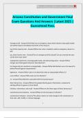 Arizona Constitution and Government Final Exam Questions And Answers &vert;Latest 2025 &vert; Guaranteed Pass&period;