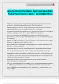 Assisted Living Managers Test Exam Questions And Answers &vert;Latest 2025 &vert; Guaranteed Pass