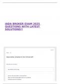 IADA BROKER EXAM 2025 QUESTIONS WITH LATEST SOLUTIONS&excl;&excl;