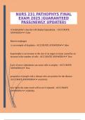NURS 231 PATHOPHYS FINAL EXAM 2025 &vert;GUARANTEED PASS&lpar;NEWLY UPDATED&rpar;